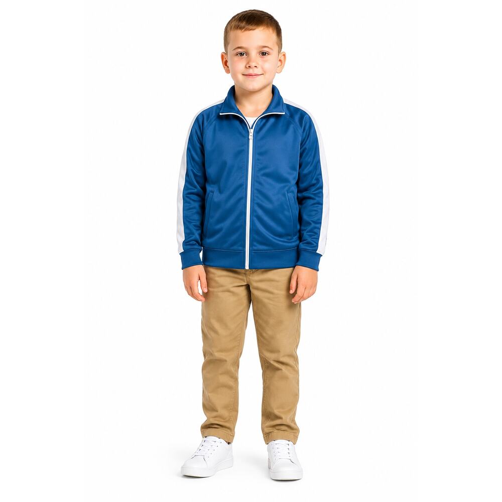 Matrix Boys Track Jacket Size L 10-12 Blue Tricot Full Zip Athletic Lightweight
